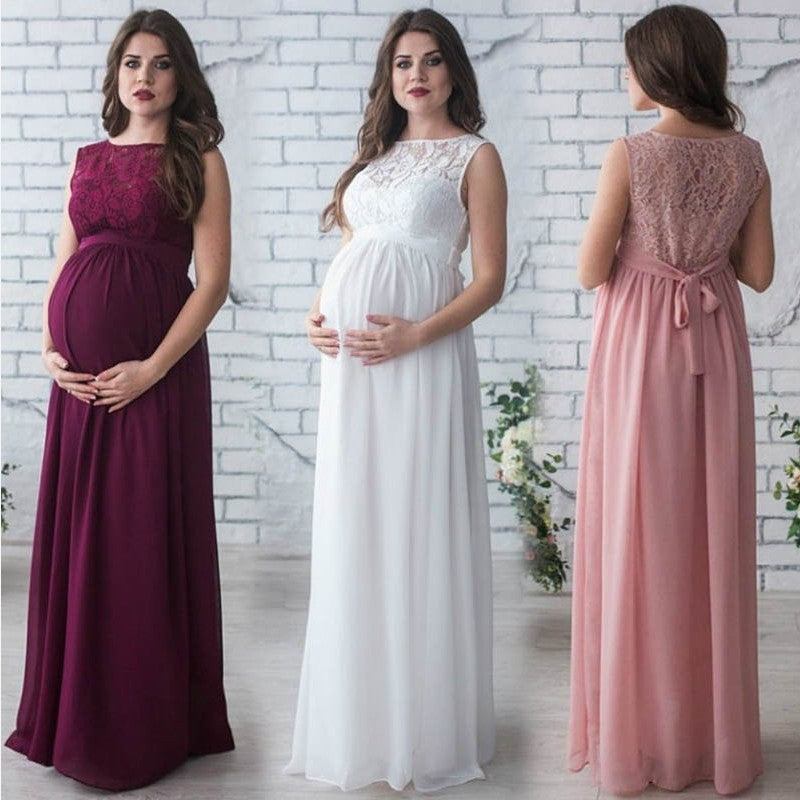 Vestido de maternidad sin mangas de encaje