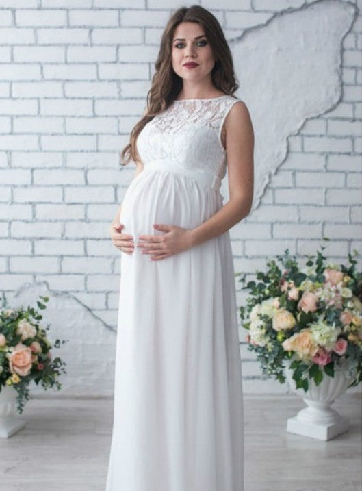 Vestido de maternidad sin mangas de encaje