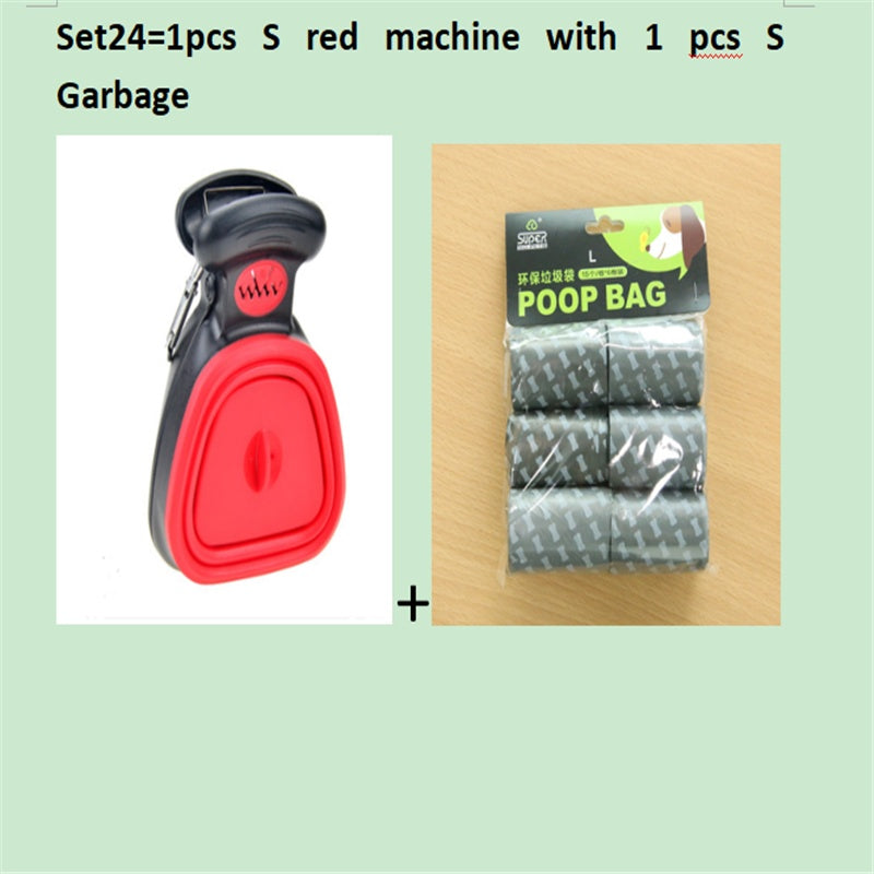 Recogedor de excrementos plegable para mascotas con 1 rollo de bolsas descomponibles