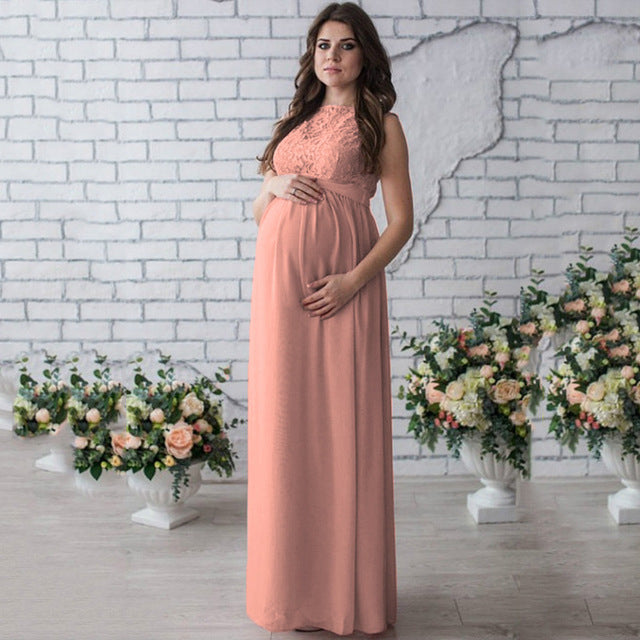 Vestido de maternidad sin mangas de encaje