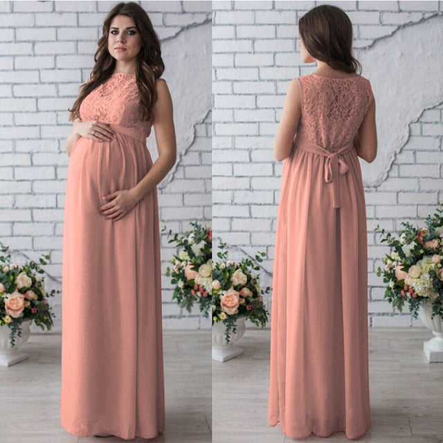 Vestido de maternidad sin mangas de encaje