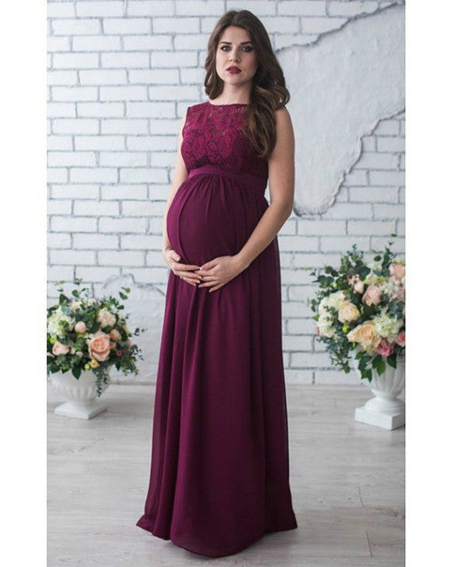 Vestido de maternidad sin mangas de encaje