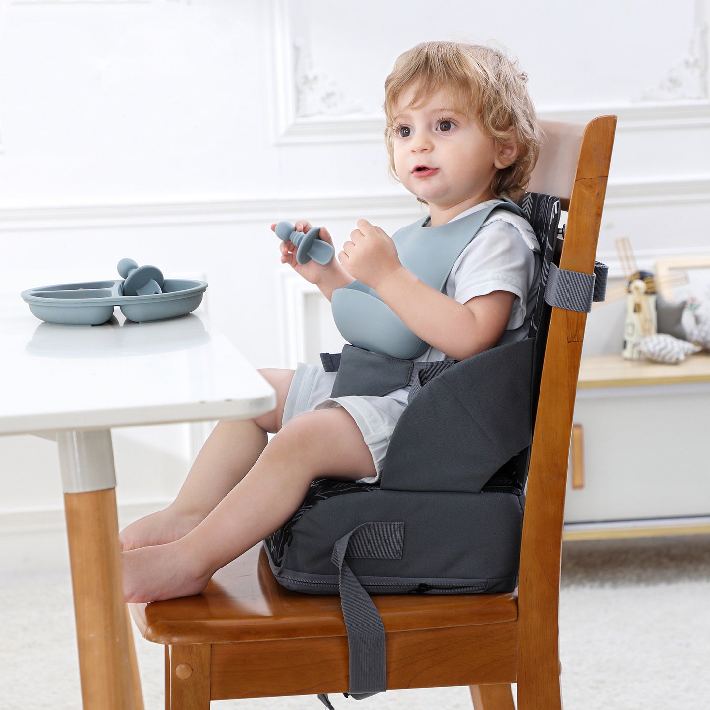 Asiento infantil portátil con cojín plegable